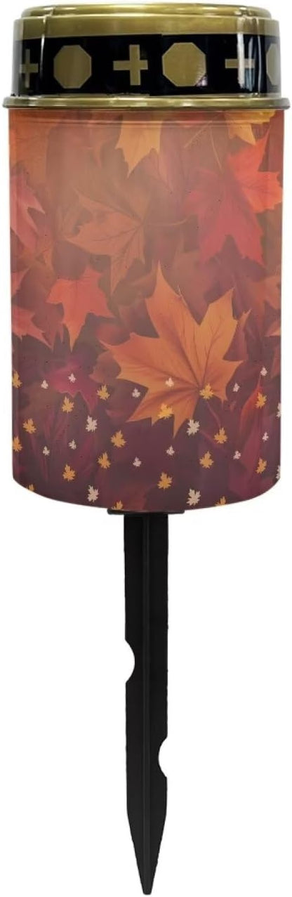 Cute Maple Leaf Solar Up Lights Outdoor Solar Powered Pathway Lights Solar Flag Pole Lights Outdoor Waterproof Led Solar Lights Camping Small Solar Lights for Autumn Festival