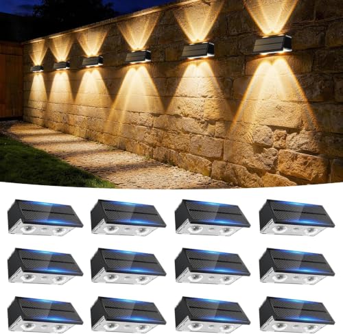 Solar Fence Lights Outdoor, 12 Pack Fence Solar Lights Waterproof