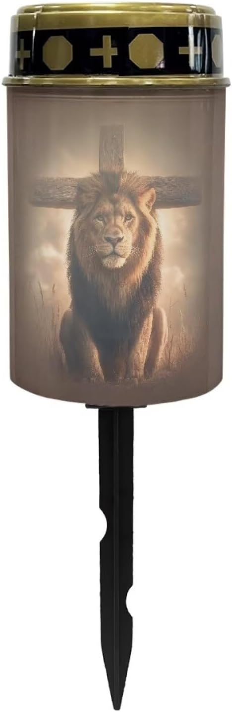 Lion Cross Cemetery Solar Lights for Grave Waterproof Portable Garden Park Yard Path Lights Home Decoration
