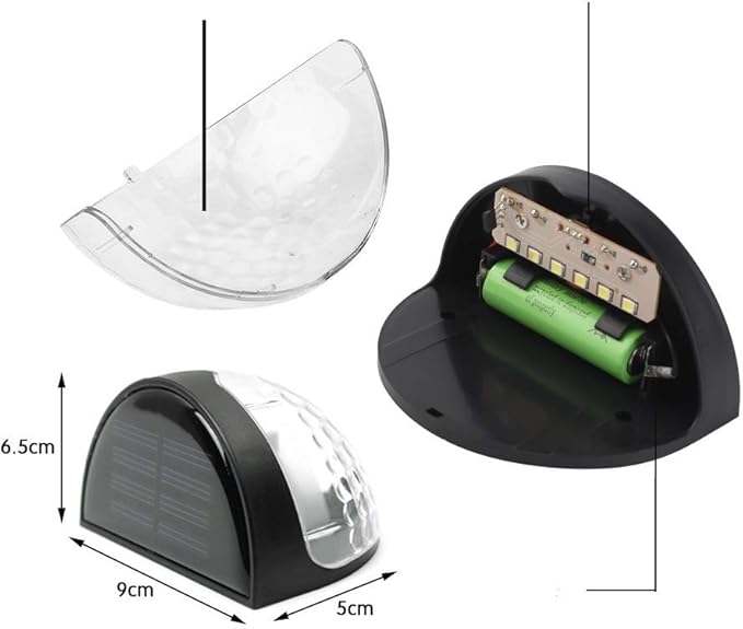Semi Circle Solar Light, EpicGadget 6 LED Solar Light Fence Path Light Sensor Wall Outdoor Garden Patio Light (2 Pieces)