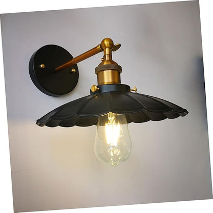 POPETPOP Vintage Industrial Wall Lamp Petal-Shaped Design Retro Style Light Fixture for Restaurants Cafes and Patios Durable Black Without Bulb