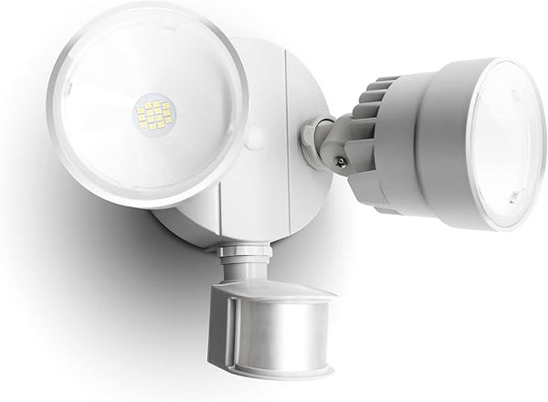 LUTEC P6221W-PIR24 2000 Lumen 18 Watt 26 LED Motion Activated Integrated Dual-Head Flood Light Outdoor, IP54 | Lumora