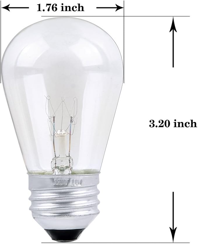 30 Pack S14 Outdoor String Light Bulbs Set orange, 120V 11W Clear Outdoor Patio Vintage Light Shatterproof Bulbs