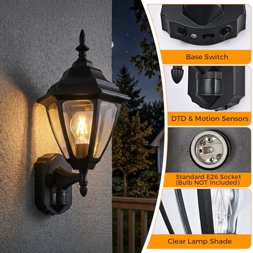 18.5"Large Outdoor Motion Sensor Porch Light Dusk to Dawn Wall Sconce Light