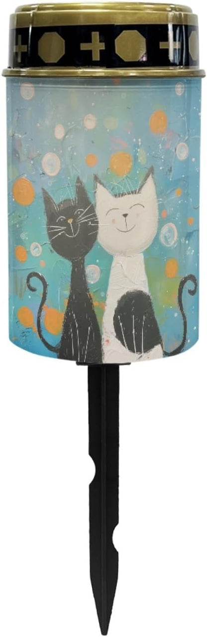 Cartoon Cat Solar Lights Outdoor Solar Garden Stake Lights Outdoor Powered Landscape Lighting Warm White LED Solar Lantern Solar Fairy Lights for Outside,Wall Light Auto On/Off