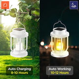 Solar Lantern Outdoor & Indoor Use – Hanging Solar Lights with Realistic Flickering Flameless Candle, Weatherproof for Gardens, Patios, Trees, and Lawns (White, 8 Pack)