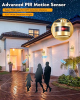 VIANIS Gold Motion Sensor Outdoor Lights for House, Anti-Rust, Waterproof