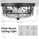 Darkaway Flush Mount Ceiling Light Indoor Outdoor Ceiling Light Fixtures with Water Ripple Glass Shade,Modern AluminumCeiling Fxiture for Laundry Kitchen Bedroom Bathroom Porch Living Room