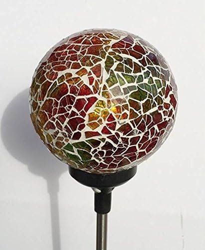 Colorful Ball Solar Lights (#Whitem005Y), Solar Power Multi-color Color Changing LED Mosaic Crackle Glass Ball Decorative Garden Yard Light Stake Lamp