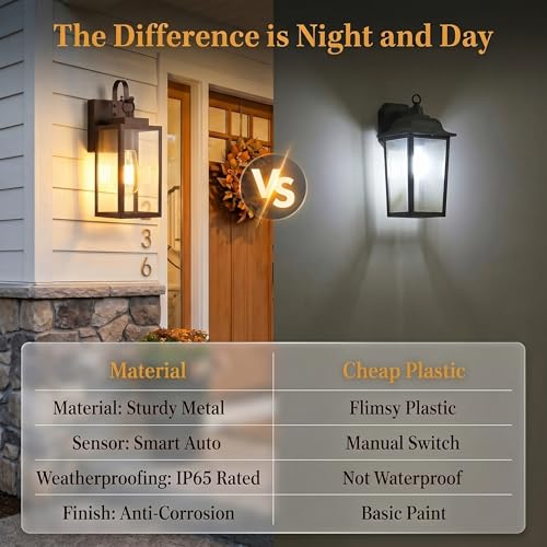 Bronze Porch Light, Dusk to Dawn Wall Mount Outdoor Light