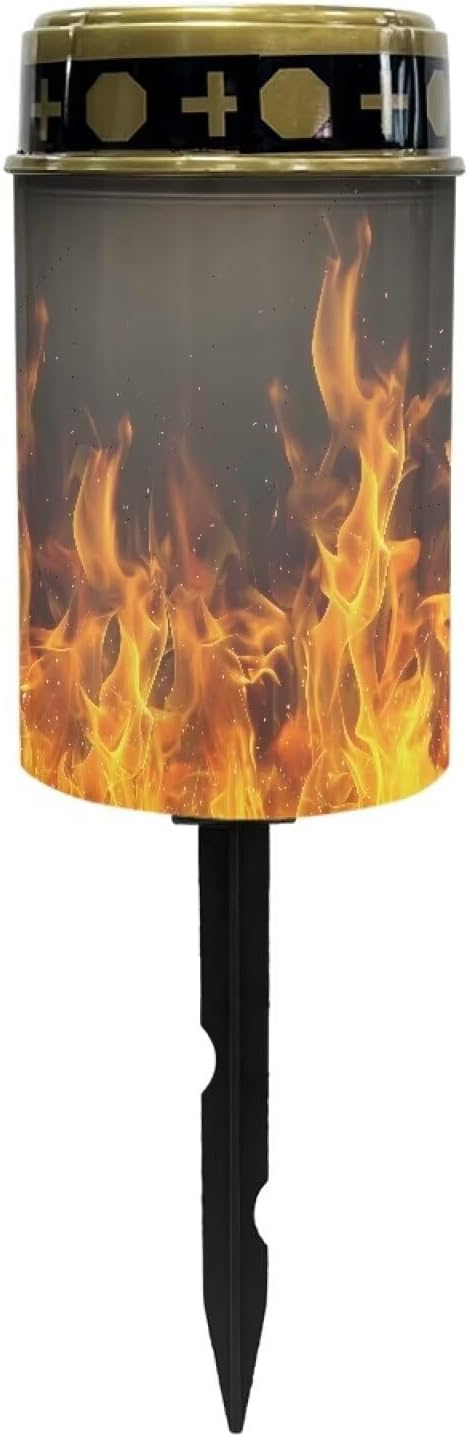 ZOUTAIRONG Fire Flame Solar Light for Cemetery Grave Solar Garden Lights Landscape Lighting & Accessories Solar Pathway Lights Outdoor Cemetery Solar Lights for Grave Solar Lights