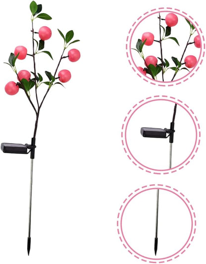 Led Apple-Shaped Solar Lawn Light Outdoor Garden Decoration Automatic Dusk to Dawn Function for Pathway Villa and Holiday Events White Light