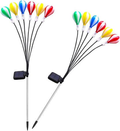 2pcs Solar Hot Air Balloon Stake Lights LED Firefly Outdoor Garden Solar Lawn Decorations Weatherproof Pathway Lamps for Patio Yard Camping and Landscape Lighting