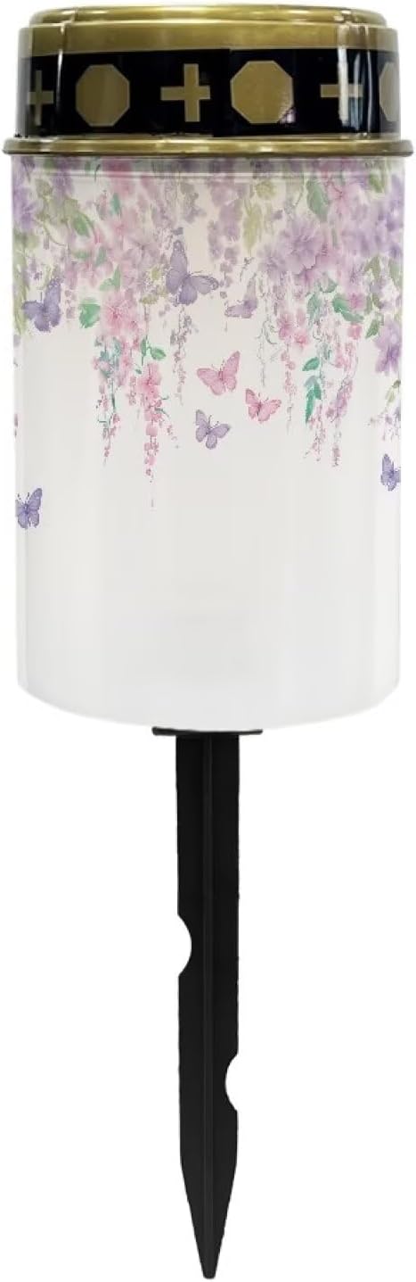 Butterfly Cemetery Solar Lights Floral Solar Lights Outdoor Waterproof Decorative for Outside Yard Landscape Path Walkway Driveway Lawn Decor Sympathy Memorial Lights