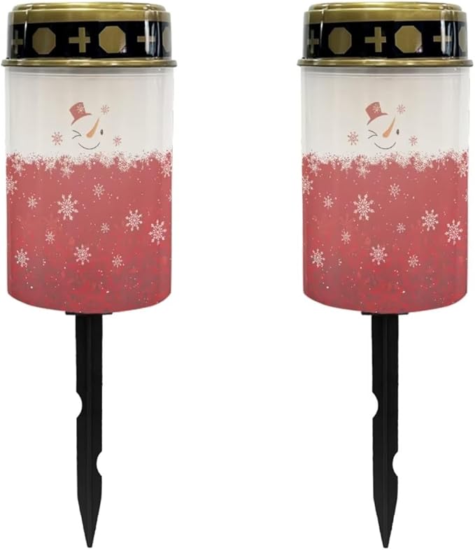 Christmas Snowman Garden Solar Light Outdoor Solar Powered Garden Lights Solar Light Decoration for Grave Easy to Install Cemetery Solar Light for Grave Memorial