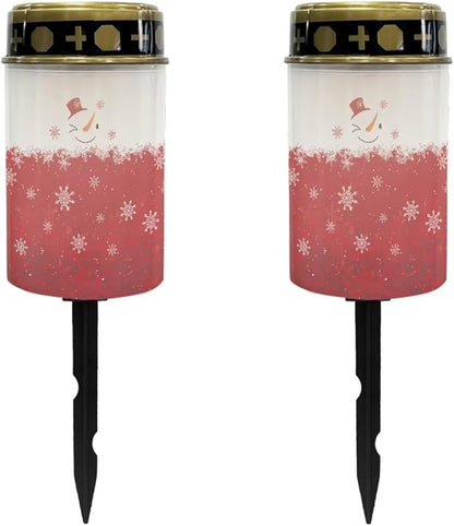 Christmas Snowman Garden Solar Light Outdoor Solar Powered Garden Lights Solar Light Decoration for Grave Easy to Install Cemetery Solar Light for Grave Memorial
