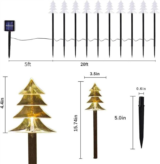 Outdoor Christmas Decorations, Solar Xmas Pathway Lights, Set of 20 Waterproof Landscape Christmas Lights, LED Lamp | Lumora