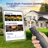 200FT Outdoor String Lights with Remote & Dimmable, 72+2 Shatterproof Waterproof Bulbs, Dimmable Outside Hanging Patio Lights for Backyard, Porch, Deck, Garden 2700K Warm White