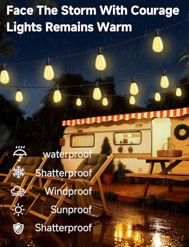 Likesky 130FT LED Outdoor String Lights with Remote Waterproof Patio Lights with Shatterproof S11 Bulbs, Dimmable Outside Hanging Light Connectable for Porch Backyard Yard Garden Decor 2700K