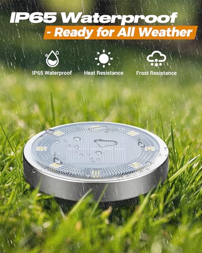 btfarm 16 Pack Solar Lights Outdoor Waterproof, 8 LED Solar Ground Lights