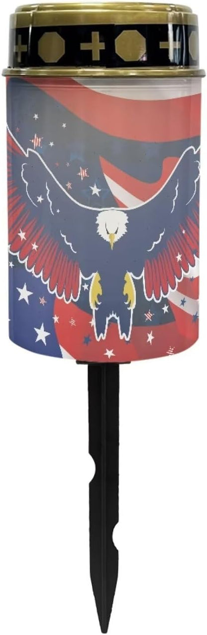 Solar Lights Outdoor,Eagle American Flag Waterproof Solar Pathway Lights, Auto On/Off Solar Garden Lights for Your Path, Yard, Garden, Walkway, Landscape, Patio, Driveway