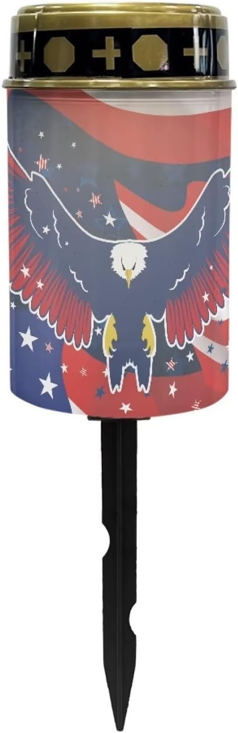 Solar Lights Outdoor,Eagle American Flag Waterproof Solar Pathway Lights, Auto On/Off Solar Garden Lights for Your | Lumora
