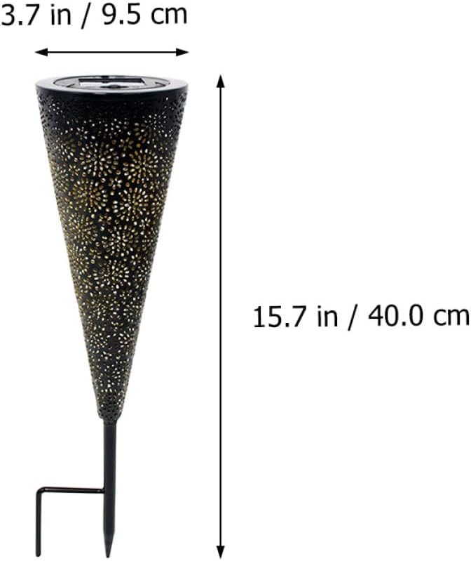 Luxshiny Solar Lawn Light Waterproof LED Garden Path Light Outdoor Yard Landscape Lighting Hollow Cone Design Solar-Powered Stake Lamp for Patio and Garden