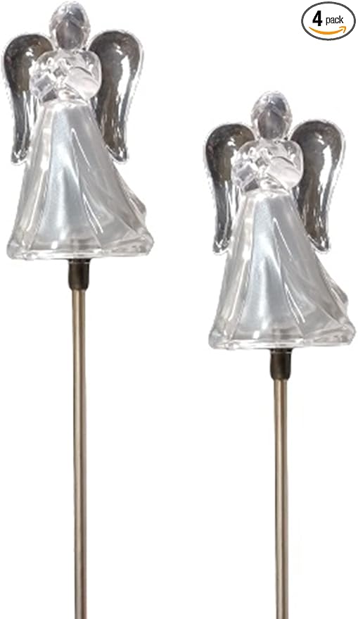 Starry Illuminate 2 PCS Solar Color Changing Style Garden Stake Light Pathway Stake Light (Angel), Clear