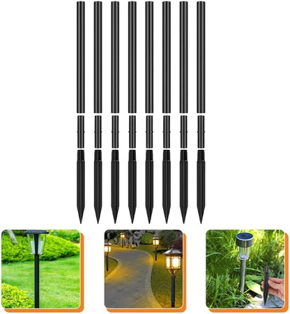 Uonlytech 8 Sets Pathway Extension Garden Solar Plastic Ground Outdoor Landscaping Spike Spikes Connectors Part for Lights Stakes Patio Tube Replacement Landscape Yard Light Torch with
