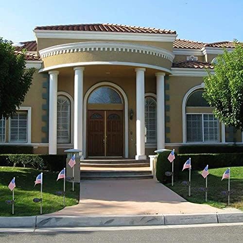 Solar Lights Outdoor, Outdoor Led Pathway Landscape Solar Lights Solar Powered Garden Lights American Flag Shaped Decor Stake Lights for Yard Patio Walkway Pathway (2 Pieces)