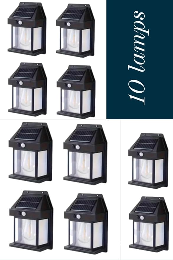 Set of 10- Solar Powered Outdoor Pathway Lights with Automatic Light Sensor