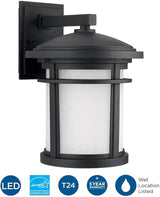Progress Lighting Wish LED Collection 1-Light Etched White Linen Glass Craftsman Outdoor Medium Wall Lantern Light | Lumora