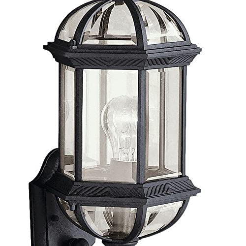 Kichler Barrie 21.75" 1 Light Outdoor Wall Light with Clear Beveled Glass in Tannery Bronze, 8.25 in