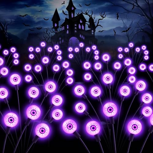 ASMAD Halloween Decorations Outdoor Solar Scary Eyeball Light,10Pack 80LEDs