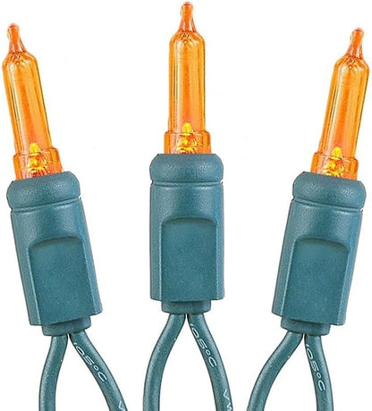 Novelty Lights Vintage Style T5 Amber LED Christmas Lights, 11.5 Feet Green Wire String of 35 Mini Bulbs, UL Listed Indoor/Outdoor Tree Lighting