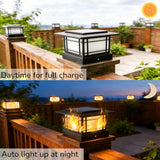 4x4 Solar Post Cap Lights Outdoor with Flickering Flame, 4 Pack