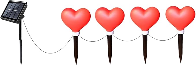 Pathway Lighting, Valentines Day Decorations, 4PCS/Set Waterproof Heart Solar Lights Outdoor, Valentines Day Decor Heart Shaped Light for Garden Pathway Flowerbed Porch Walkway