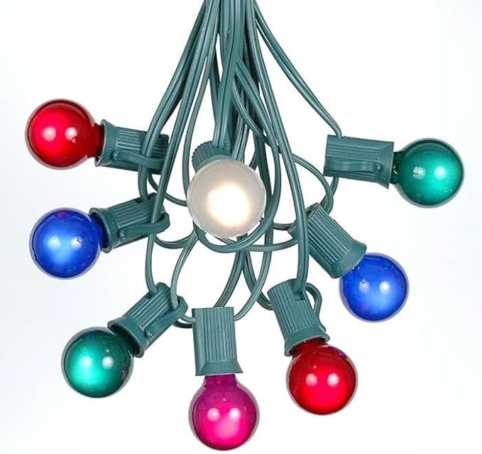 G30 Patio String Lights with 25 Globe Bulbs - Garden Hanging String Lights - Vintage Backyard Patio Lights - Outdoor String Lights - Market Cafe Bistro String Lights – Green Wire -25 Feet