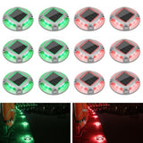 VOLISUN Solar Driveway Lights Dock Marine Lights 12 Pack,2 Colors in 1,Outdoor LED Deck Lights,Solar Powered Waterproof Warning Step Lights for Driveway Sidewalk Pathway (Red/Green)