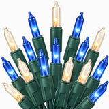 TW SHINE Christmas Mini String Lights, 20FT 100 Count Incandescent Mini Christmas Tree Lights, Waterproof Xmas String Lights for Outdoor Indoor Home Party Yard Decorations, Warm White and Blue