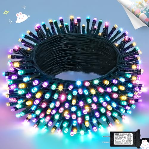 JMEXSUSS 200 LED 66ft Pastel Christmas Lights, Easter String Lights Plug in