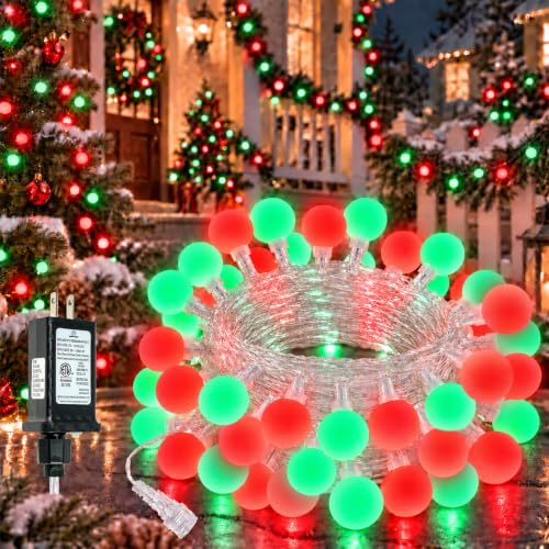 Connectable 100LED 43FT Red and Green Christmas String Lights Indoor