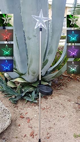 Set of 1 Solar Garden Stake Lights with Color Changing LED or Regular White LED Landscape Path Lights (1 Piece) (Star)