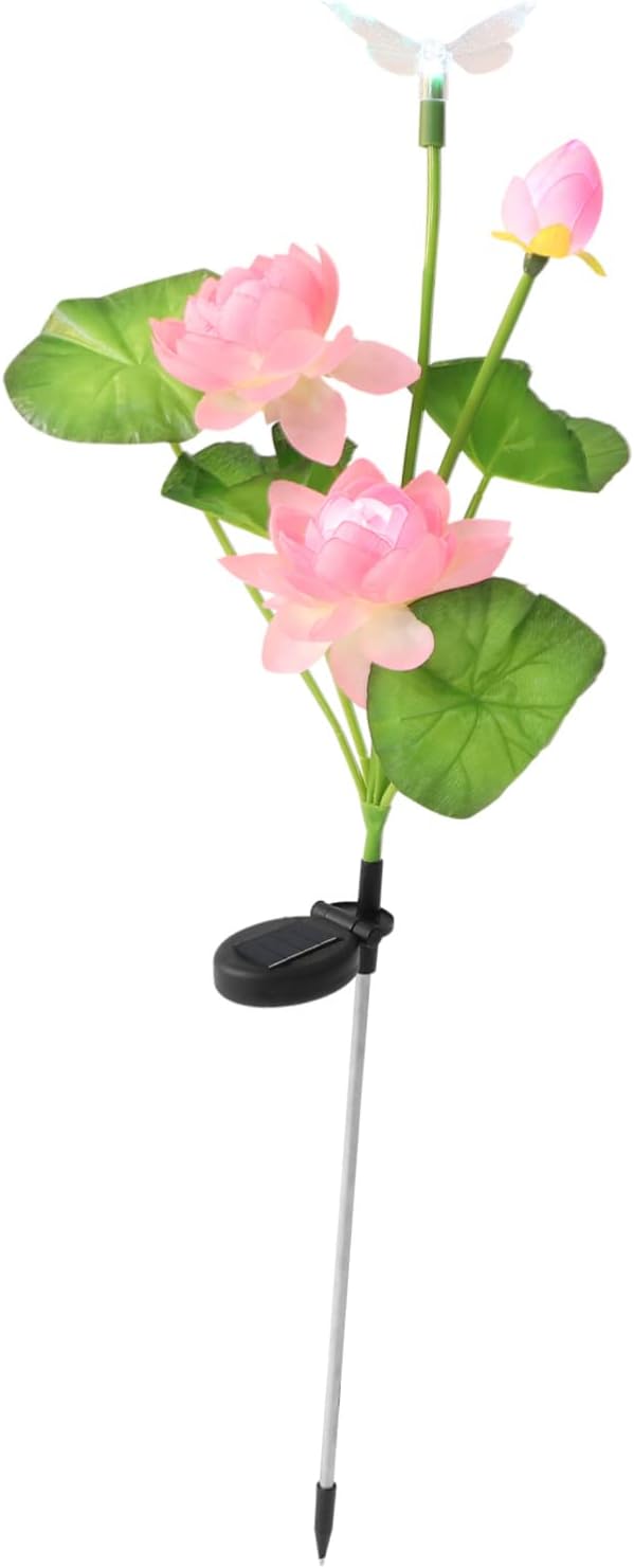 HANABASS Color Changing Solar Lotus Lights Dragonfly Waterproof LED Garden Decor for Outdoor Lighting Solar Pathway Lights for Landscape Decoration