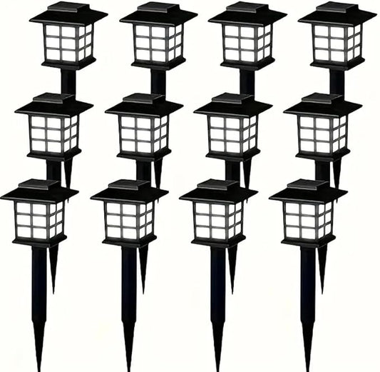 IP54 Waterproof Solar Lights Multi-Color Outdoor Lawn Lights Garden Path Holiday Decorative Lights (12 Packs of Black)