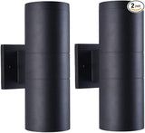 mirrea Modern Outdoor Porch Light Patio Light in 2 Lights with Aluminum Cylinder and Tempered Glass Cover | Lumora