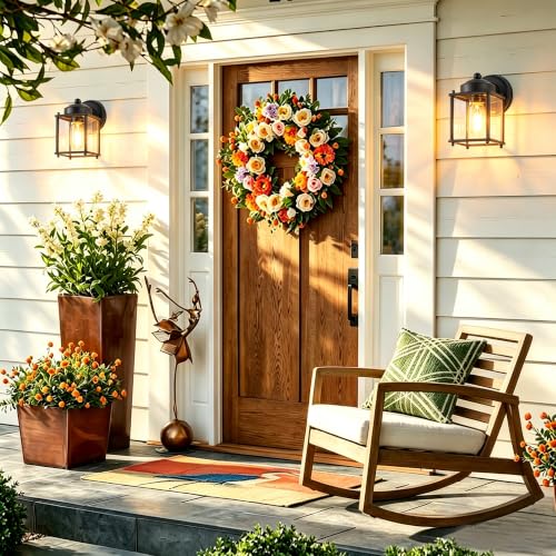 MICSIU 4.25" Wide Small Outdoor Porch Light, Black Farmhouse Wall Lantern