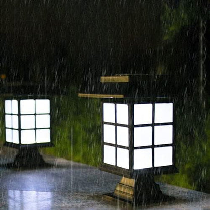 Outdoor Table Column Lantern Solar Pathway Light, 2pcs IP65 Garden Landscape Lawn Lamp Waterproof Deck Yard Pedestal Lights, Gate Pillar Lighting Fixture Doorpost Lamps