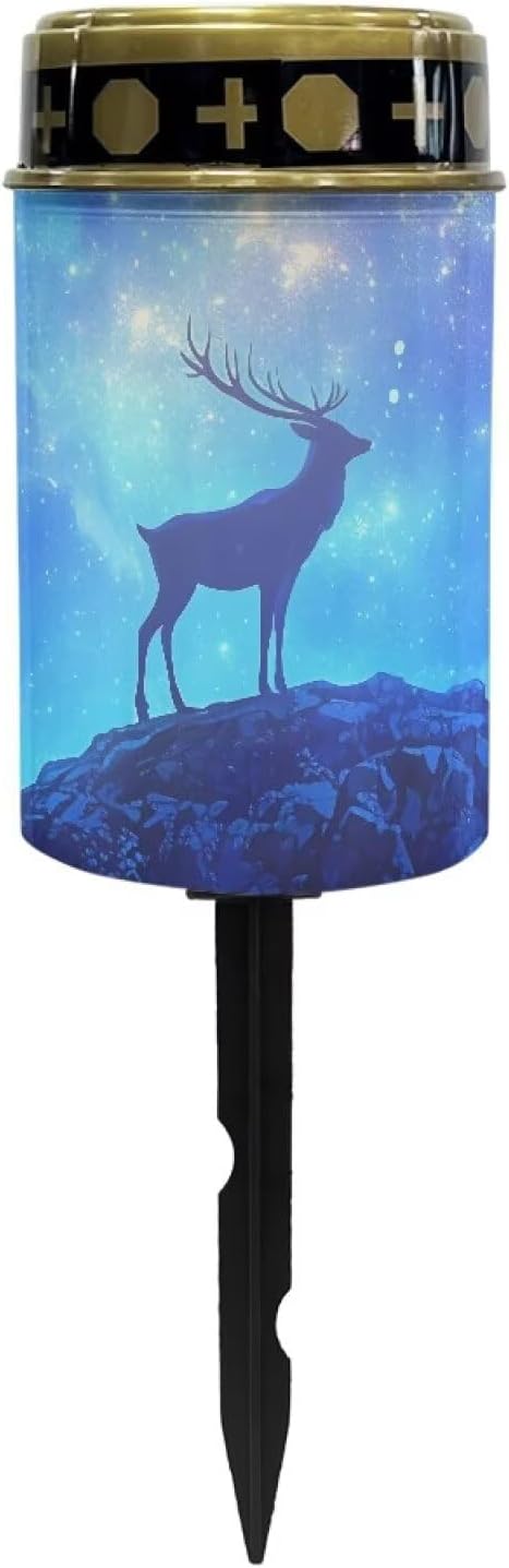Starry Deer Decorations Solar Lights,Stake Lights, Outdoor Waterproof Memorial Day Decorations Patriotic Lights for Garden Yard Pathway Grave