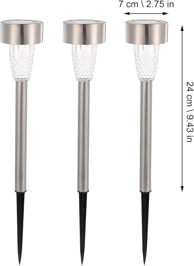 12pcs Stainless Steel Solar Pathway Lights Outdoor Solar Stake Lights for Garden Walkway Bright White LED Easy | Lumora